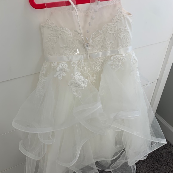 David’s Bridal Cap Sleeve Flower Girl Dress- Ivory - Picture 3 of 6
